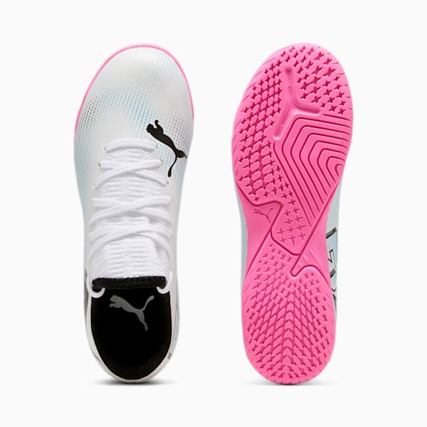 FUTURE 7 PLAY Indoor Trainer Big Kids' Soccer Cleats, PUMA White-PUMA Black-Poison Pink, extralarge
