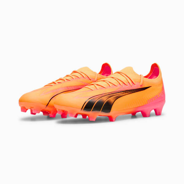 ULTRA ULTIMATE Firm Ground/Artificial Ground Men's Soccer Cleats, Sun Stream-PUMA Black-Sunset Glow, extralarge