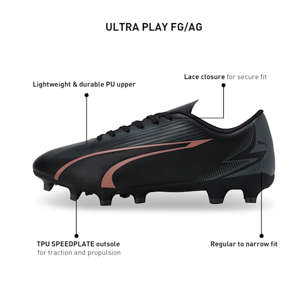 ULTRA PLAY FG/AG Men's Football Boots, PUMA Black-Copper Rose, extralarge-IND