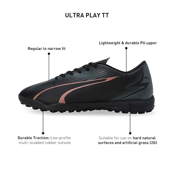 ULTRA PLAY TT Unisex Football Boots, PUMA Black-Copper Rose, extralarge-IND