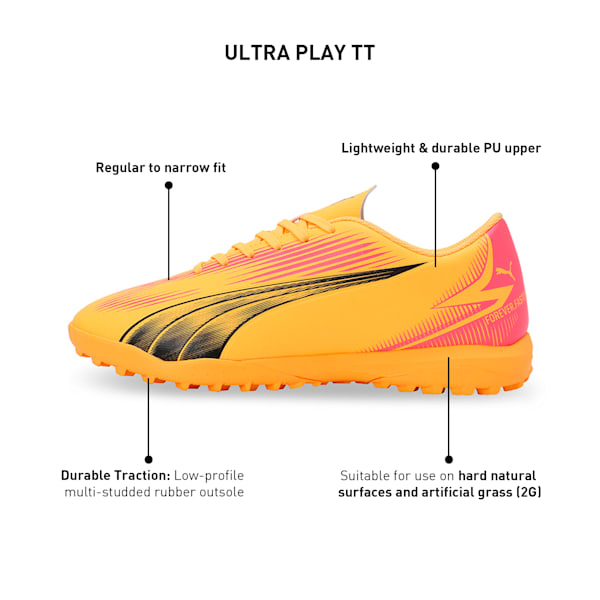 ULTRA PLAY TT Football Boots, Sun Stream-PUMA Black-Sunset Glow, extralarge-IND