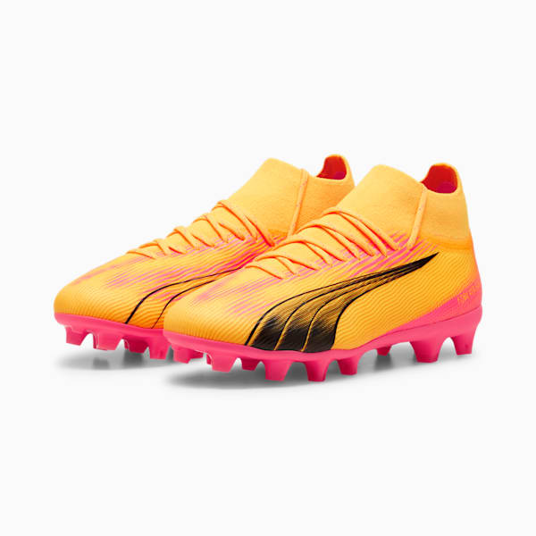 Tacos de futbol para niño ULTRA PRO FG/AG, Sun Stream-PUMA Black-Sunset Glow, extralarge