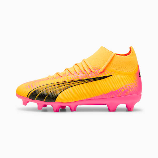 ULTRA PRO Firm Ground/Artificial Ground Kids' Soccer Cleats, Sun Stream-PUMA Black-Sunset Glow, extralarge