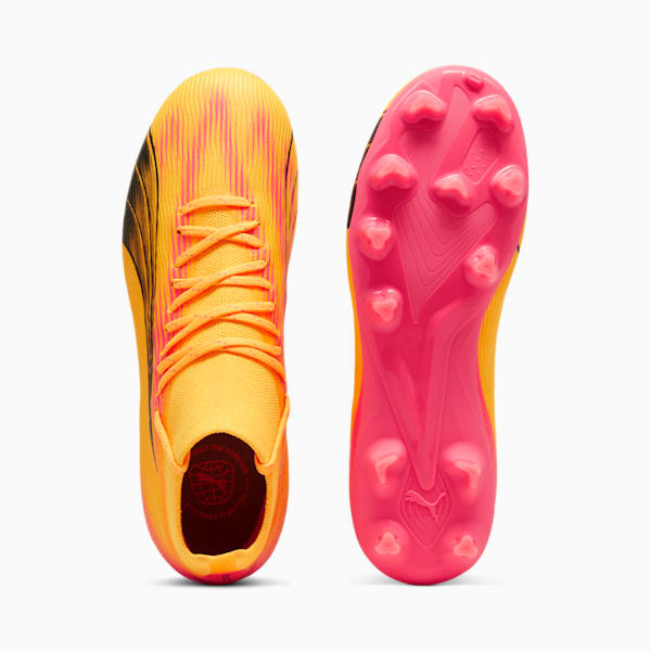 ULTRA PRO Firm Ground/Artificial Ground Kids' Soccer Cleats, Sun Stream-PUMA Black-Sunset Glow, extralarge
