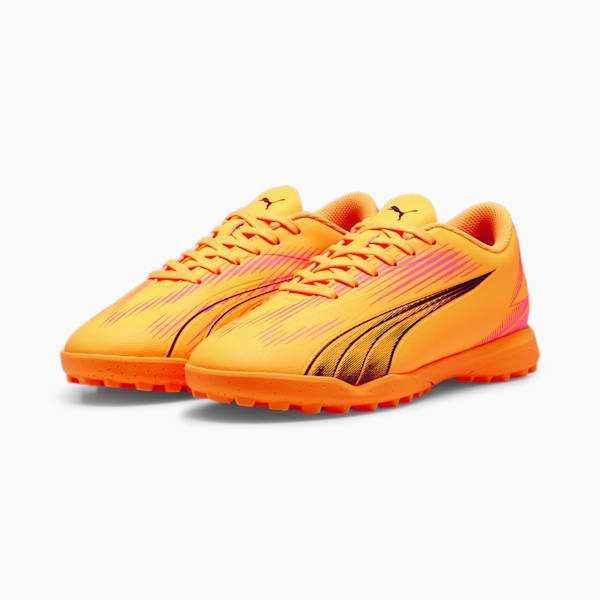 ULTRA PLAY Turf Trainer Big Kids' Soccer Cleats, Sun Stream-PUMA Black-Sunset Glow, extralarge