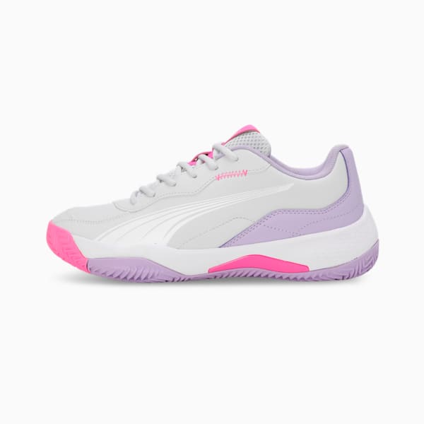 NOVA Smash Women's Padel Shoes, Silver Mist-PUMA White-Vivid Violet, extralarge-IND