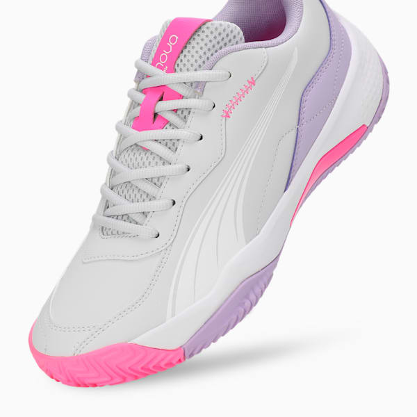 NOVA Smash Women's Padel Shoes, Silver Mist-PUMA White-Vivid Violet, extralarge-IND
