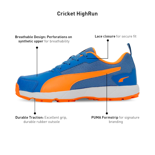Cricket High Run Men's Shoes, Bluemazing-Orange Glow-PUMA White, extralarge-IND