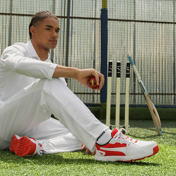 Cricket High Run Men's Shoes, PUMA White-Burnt Red-PUMA Black, extralarge-IND