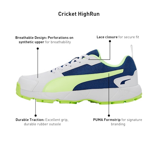 Cricket High Run Men's Shoes, PUMA White-Blazing Blue-Fast Yellow, extralarge-IND