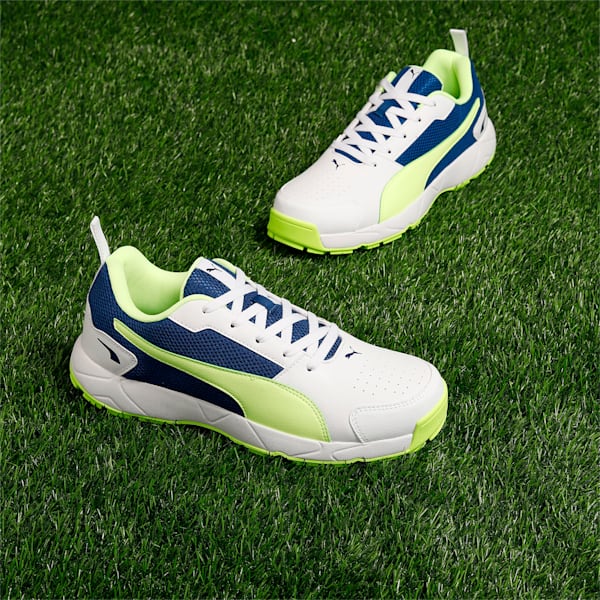 Cricket High Run Men's Shoes, PUMA White-Blazing Blue-Fast Yellow, extralarge-IND