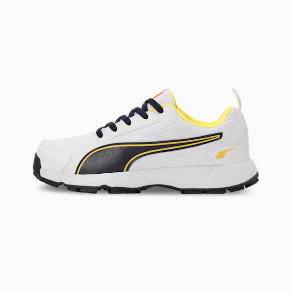 Cricket High Run Men's Shoes, PUMA White-Pelé Yellow-PUMA Navy, extralarge-IND