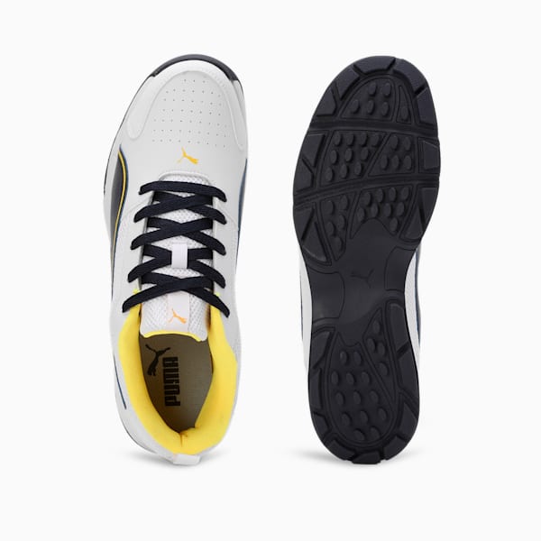 Cricket High Run Men's Shoes, PUMA White-Pelé Yellow-PUMA Navy, extralarge-IND