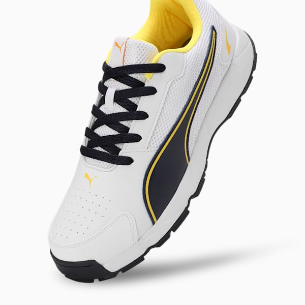 Cricket High Run Men's Shoes, PUMA White-Pelé Yellow-PUMA Navy, extralarge-IND