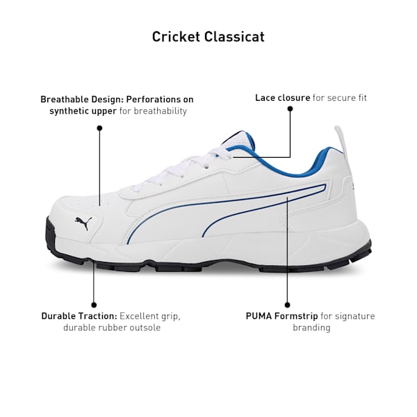 Cricket Classic Cat Men's Shoes, PUMA White-PUMA Navy-PUMA Team Royal Blue, extralarge-IND