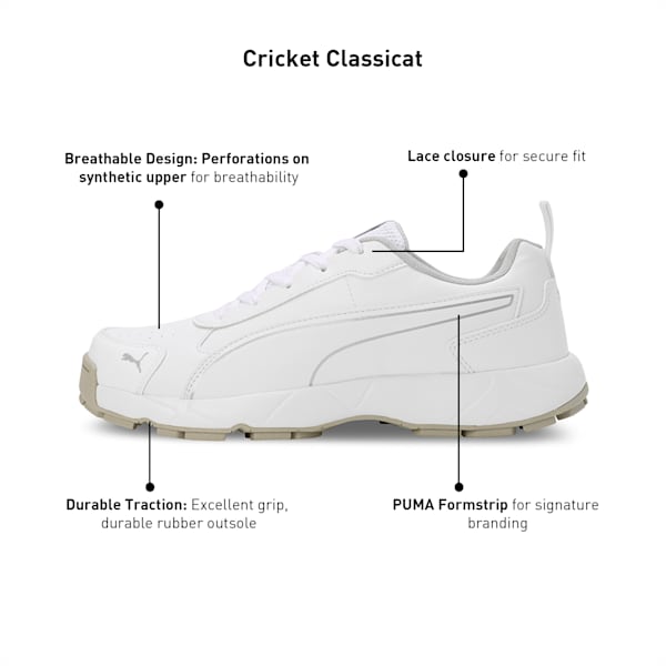 Cricket Classic Cat Men's Shoes, PUMA White-PUMA Silver, extralarge-IND