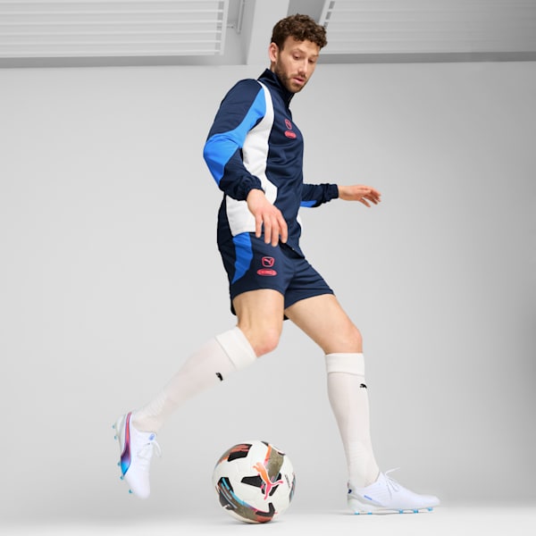 KING ULTIMATE Firm Ground/Artificial Ground Men's Soccer Cleats, PUMA White-Bluemazing-Flat Light Gray-Sunset Glow, extralarge