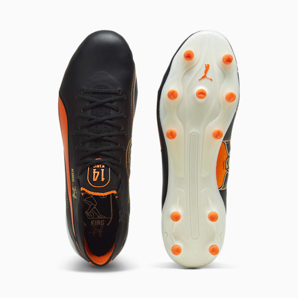 Tacos de fútbol KING ULTIMATE Cruyff FG/AG, PUMA Black-PUMA White-Rickie Orange-PUMA Gold-Frosted Ivory, extralarge