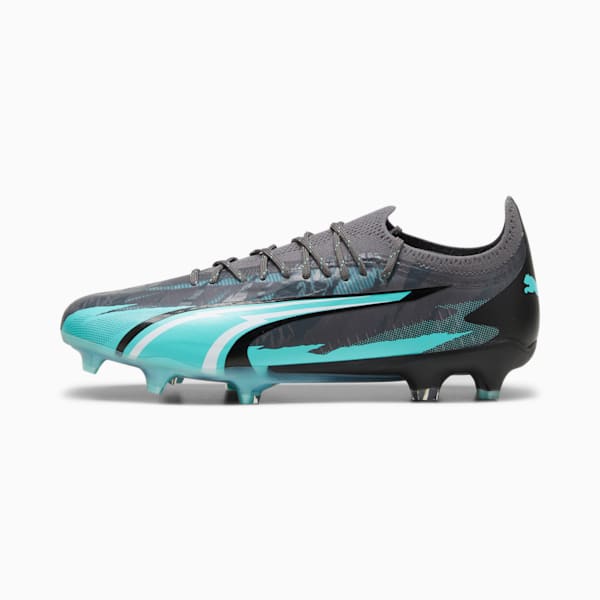 メンズ ウルトラ アルティメット ラッシュ FG/AG サッカー スパイク, Strong Gray-PUMA White-Elektro Aqua, extralarge-JPN