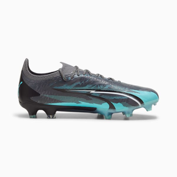 ULTRA ULTIMATE RUSH Firm Ground/Artificial Ground Men's Soccer Cleats, Strong Gray-PUMA White-Elektro Aqua, extralarge