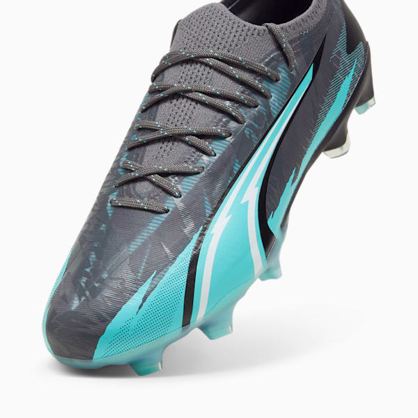 Tacos de futbol para hombre ULTRA ULTIMATE FG/AG, Strong Gray-PUMA White-Elektro Aqua, extralarge