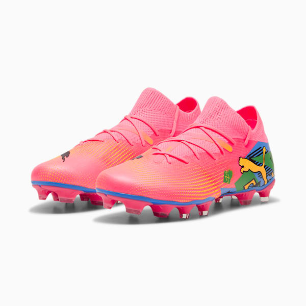 PUMA x NEYMAR JR x COPA AMÉRICA FUTURE 7 MATCH Firm Ground/Artificial Ground Men's Soccer Cleats, Sunset Glow-PUMA Black-Sun Stream-PUMA Green-Bluemazing, extralarge