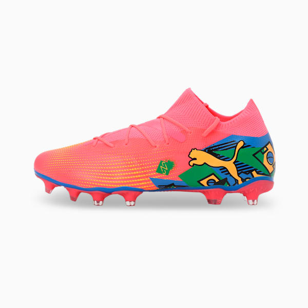 PUMA x NEYMAR JR FUTURE 7 MATCH FG/AG Men's Football Boots, Sunset Glow-PUMA Black-Sun Stream-PUMA Green-Bluemazing, extralarge-IND
