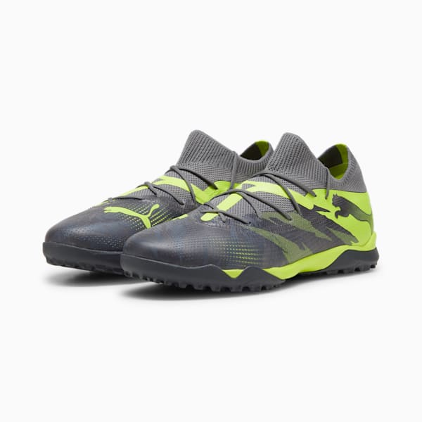 FUTURE 7 MATCH RUSH Turf Trainer Men's Soccer Cleats, Strong Gray-Cool Dark Gray-Electric Lime, extralarge