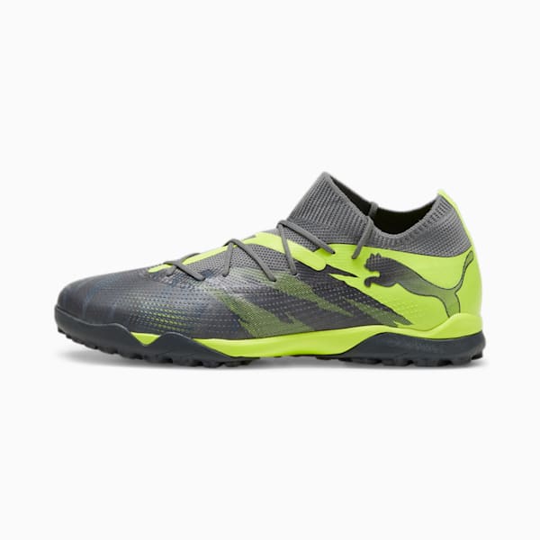 FUTURE 7 MATCH RUSH Turf Trainer Men's Soccer Cleats, Strong Gray-Cool Dark Gray-Electric Lime, extralarge