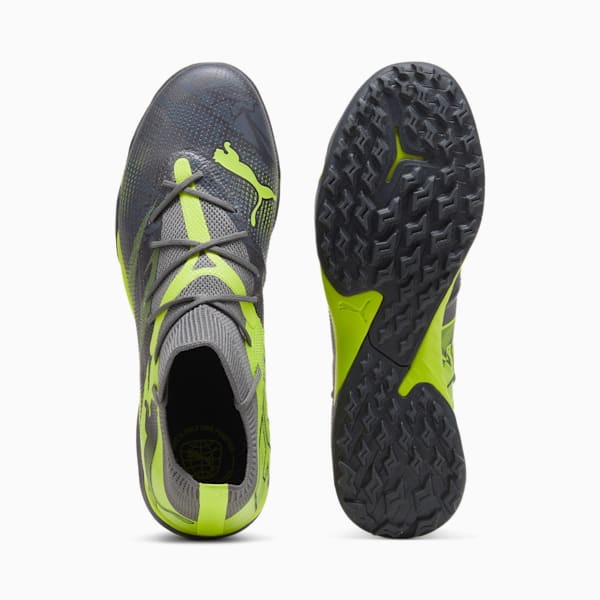 FUTURE 7 MATCH RUSH Turf Trainer Men's Soccer Cleats, Strong Gray-Cool Dark Gray-Electric Lime, extralarge