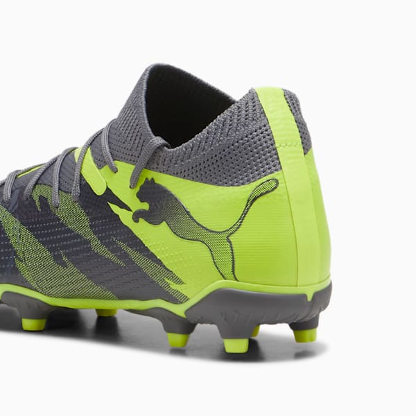 FUTURE 7 Match Rush Firm Ground/Artificial Ground Kids' Soccer Cleats, Strong Gray-Cool Dark Gray-Electric Lime, extralarge