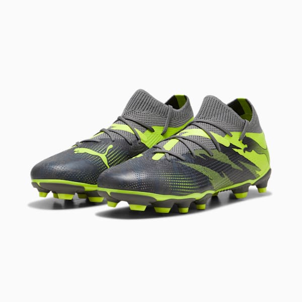 FUTURE 7 Match Rush Big Kids' FG/AG Soccer Cleats, Strong Gray-Cool Dark Gray-Electric Lime, extralarge