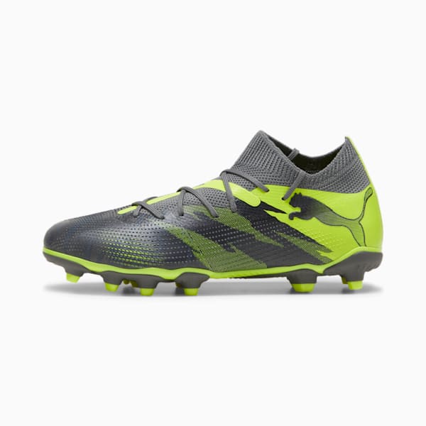 FUTURE 7 Match Rush Big Kids' FG/AG Soccer Cleats, Strong Gray-Cool Dark Gray-Electric Lime, extralarge