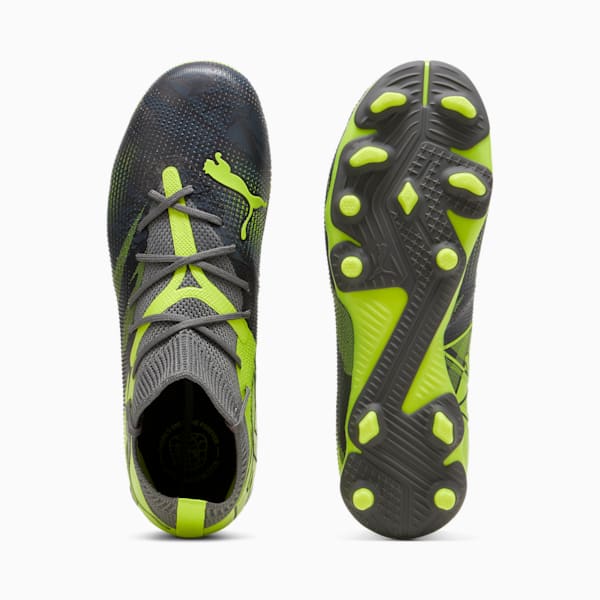 FUTURE 7 Match Rush Firm Ground/Artificial Ground Kids' Soccer Cleats, Strong Gray-Cool Dark Gray-Electric Lime, extralarge