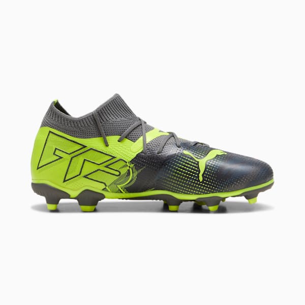 FUTURE 7 Match Rush Firm Ground/Artificial Ground Kids' Soccer Cleats, Strong Gray-Cool Dark Gray-Electric Lime, extralarge