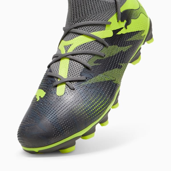 FUTURE 7 Match Rush Big Kids' FG/AG Soccer Cleats, Strong Gray-Cool Dark Gray-Electric Lime, extralarge