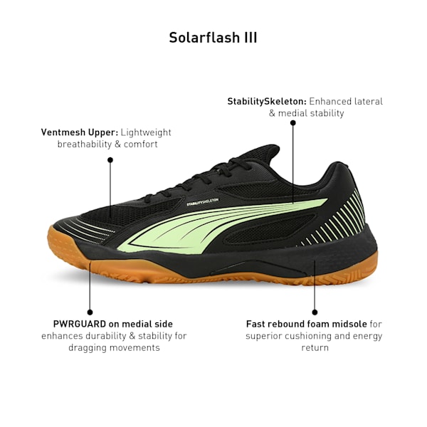 Solarflash III Indoor Sports Shoes, PUMA Black-Fizzy Apple, extralarge-IND