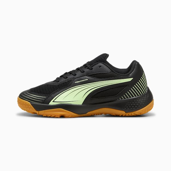 Solarflash III Kids' Court Shoes, PUMA Black-Fizzy Apple, extralarge