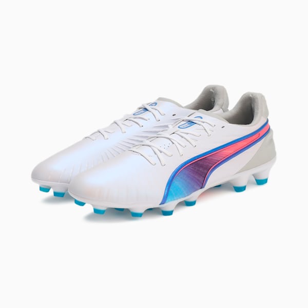 メンズ キング アルティメット HG サッカースパイク, PUMA White-Bluemazing-Flat Light Gray-Sunset Glow, extralarge-JPN