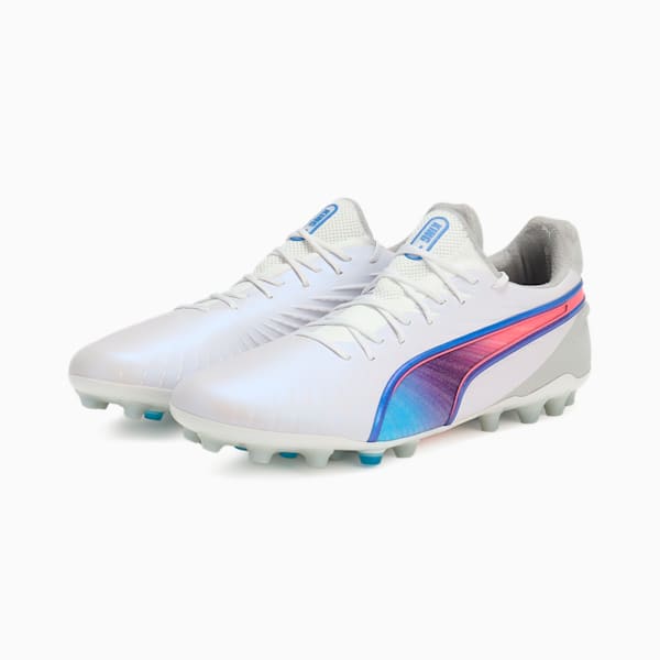 メンズ キング アルティメット MG サッカースパイク, PUMA White-Bluemazing-Flat Light Gray-Sunset Glow, extralarge-JPN