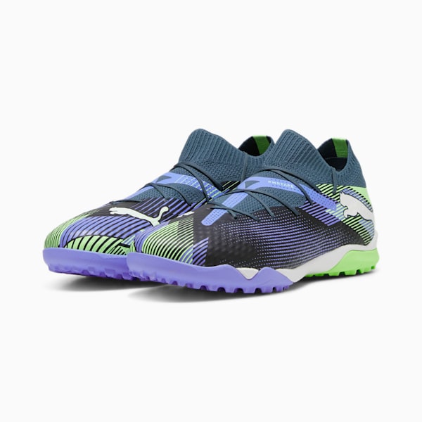 FUTURE 7 PRO CAGE Men's Turf Training Soccer Cleats, Gray Skies-PUMA White-Fizzy Apple, extralarge