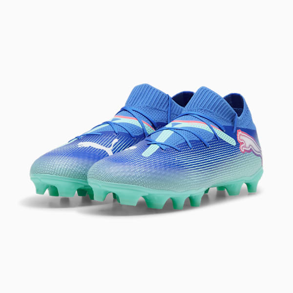 Tacos de fútbol FUTURE 7 PLAY FG/AG, Bluemazing-PUMA White-Electric Peppermint, extralarge
