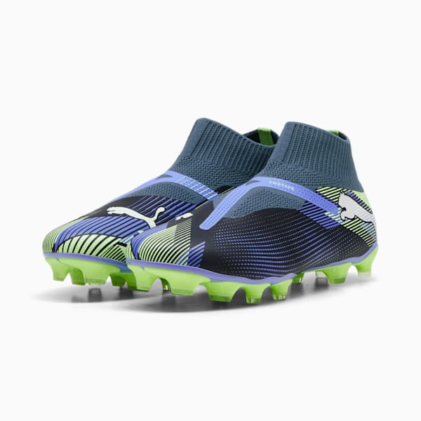 FUTURE 7 MATCH FG/AG Laceless Football Boots, Gray Skies-PUMA White-Fizzy Apple, extralarge-IND