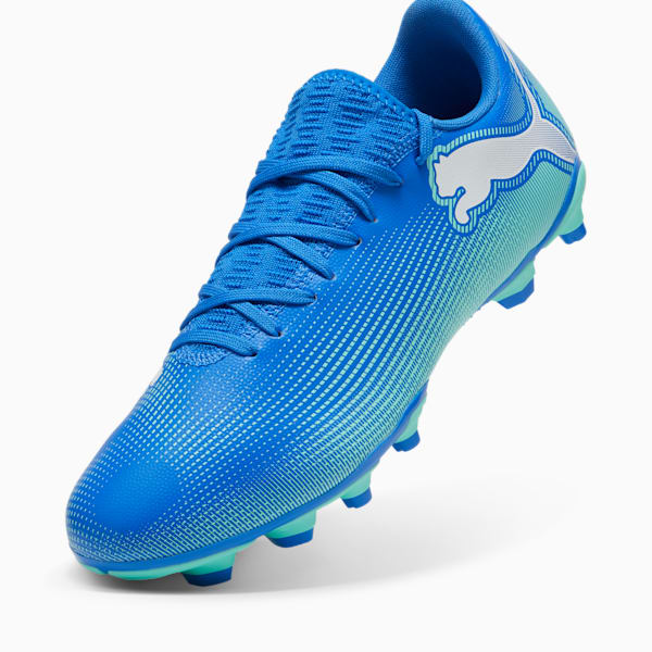 FUTURE 7 PLAY Firm Ground/Artificial Ground Men's Soccer Cleats, Hyperlink Blue-Mint-PUMA White, extralarge