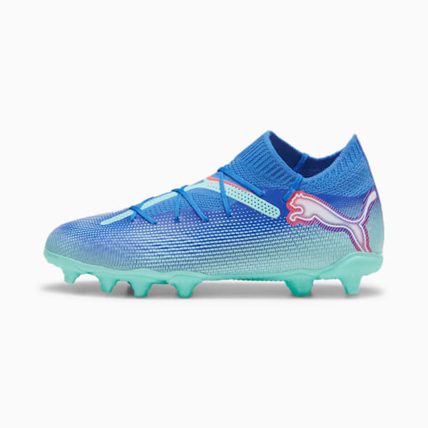 FUTURE 7 PRO Firm Ground/Artificial Ground Kids' Soccer Cleats, Bluemazing-PUMA White-Electric Peppermint, extralarge