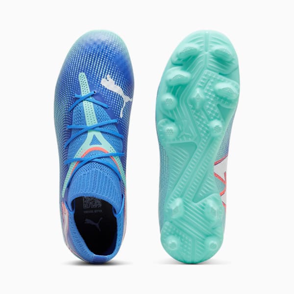 FUTURE 7 PRO Firm Ground/Artificial Ground Kids' Soccer Cleats, Bluemazing-PUMA White-Electric Peppermint, extralarge