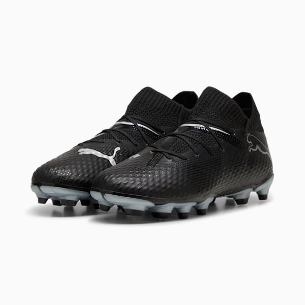 FUTURE 7 PRO Firm Ground/Artificial Ground Big Kids' Soccer Cleats, PUMA Black-PUMA Silver, extralarge