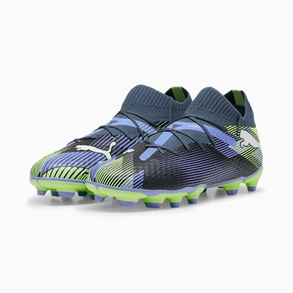 Tacos de fútbol juvenil FUTURE 7 PRO FG/AG, Gray Skies-PUMA White-Fizzy Apple, extralarge