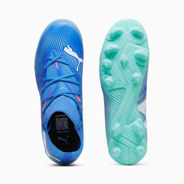 FUTURE 7 MATCH Firm Ground/Artificial Ground Kids' Soccer Cleats, Bluemazing-PUMA White-Electric Peppermint, extralarge