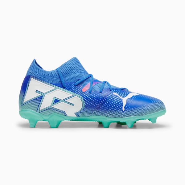 FUTURE 7 MATCH Firm Ground/Artificial Ground Kids' Soccer Cleats, Bluemazing-PUMA White-Electric Peppermint, extralarge